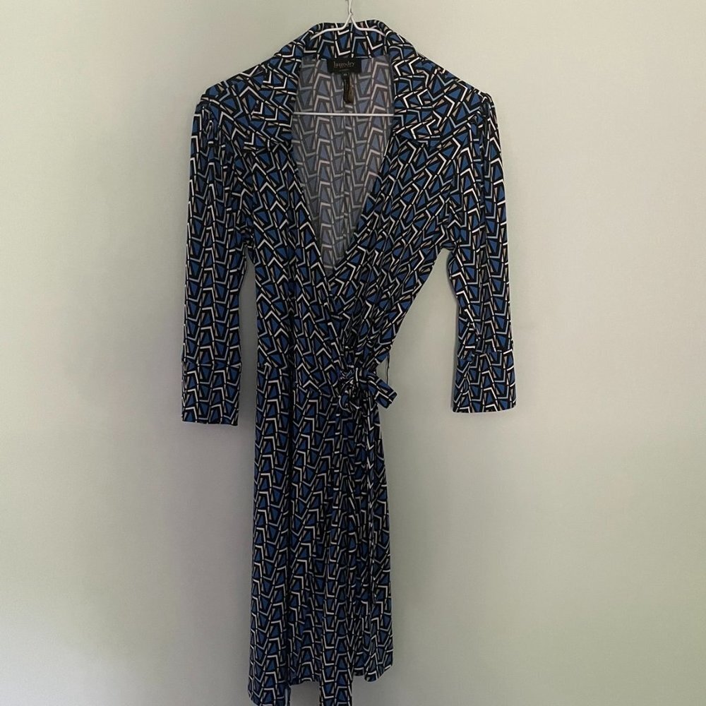 Laundry by Design dress,‎ size X-small, Blue, Tan, and white